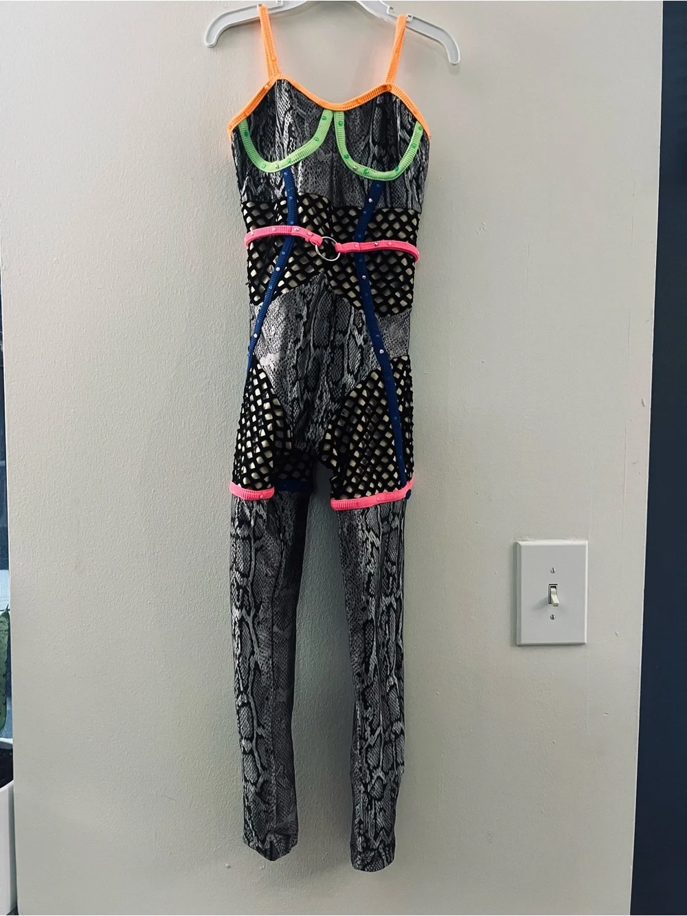Snake Print Neon Trim Jumpsuit for Dance